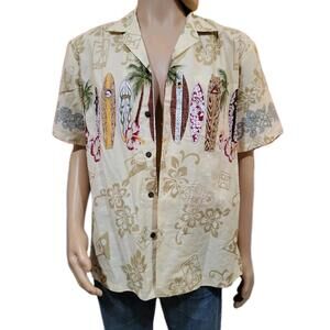 Winnie Fashion Hawaiian Mens Button Up Shirt Size M Cars Surfboards Floral #R2